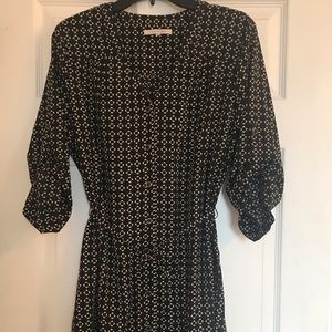 41 Hawthorne shift dress button roll tab sleeve L